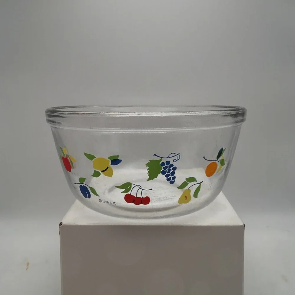 Anchor Hocking Ovenware Nesting Mixing Bowls Fruit Pattern 1990s 6